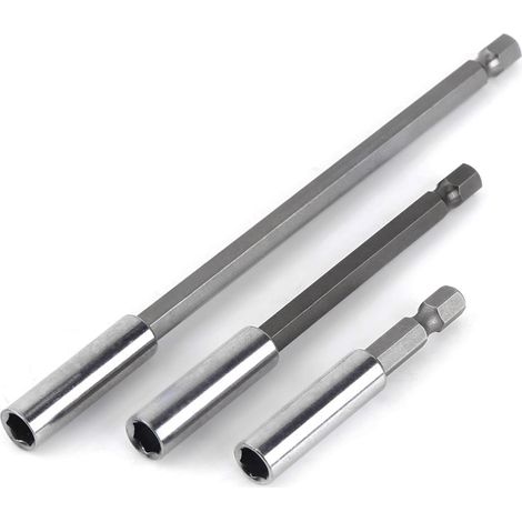 3Pcs Tige d'Extension Magnétique pour Foret Electrique Embout Hexagonal Foret Magnétique Support d'Extension de Foret de 1/4 Hexagone Longeur 75/100/150mm (1/5)