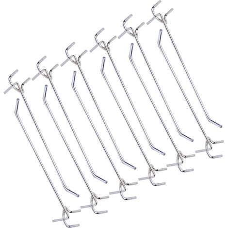 Lot de 40 Crochets à Trois Fourches pour Panneau Perforé en Fer Argenté, Longueur 20cm, Cuisine et Tiroir, Organisation Pratique et Classique (1/5)
