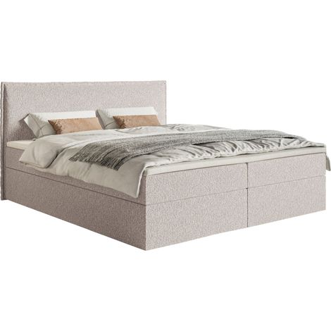 Selsey Softie – Boxspringbett 180x200 cm mit Topper und Stauraum, Chenille, Beige (1/5)