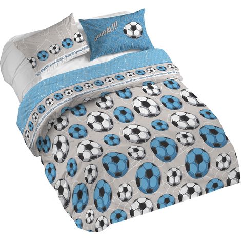 Parure de lit Double 100% Coton, avec Housse de Couette 250 x 200 cm et 2 taies d'oreiller 52 x 82 cm, fabriquée en Italie, Housse de Couette Lavable en Machine à 40 °, Motif (1/2)