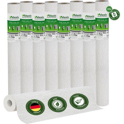 Veluxis® Papier peint intissé haut de gamme 25,00 m x 1,06 m (texture plâtre fin, lot de 8) – intissé de rénovation de haute qualité pour murs lisses – Fabriqué en Allemagne