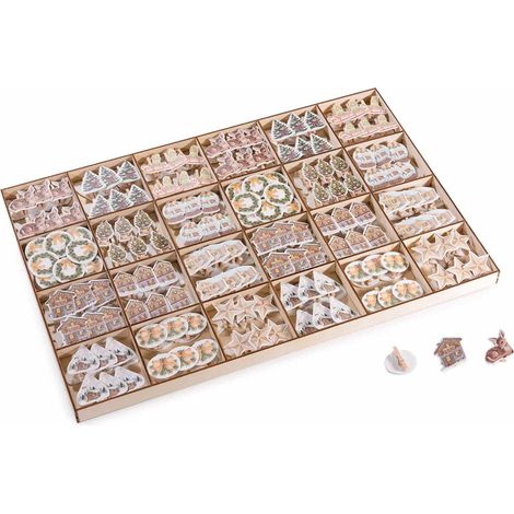 Decorazioni natalizie in legno con molletta paesaggio natalizio. Ideali per packaging e confezioni regalo di Natale, Stella: 3,2 x 3,2 H