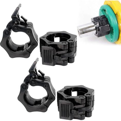 Barbell Clamps, Collier Bague De Serrage Haltères, Bague De Serrage Haltère Dégagement Rapide, Clips De Barre Noir, Antidérapant, pour Sport, Fitness, Entraînement (1/5)