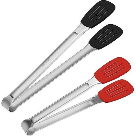 Pince à barbecue en silicone et acier inoxydable, résistante à la chaleur et antiadhésive, idéale pour la salade, le pain et les steaks. Cette pince à portionner mesure 23 cm (9 pouces). (1/5)