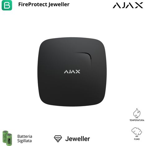 38104 - Jeweller - FireProtect - Rilevatore wireless di fumo con sensore di temperatura, sirena integrata - colore black - Ajax sicurezza wireless