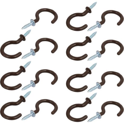 15X Tasse Schraube Haken Braun 13mm Öffnung Breite 46mm Länge Vinyl Beschichtet DE (1/2)