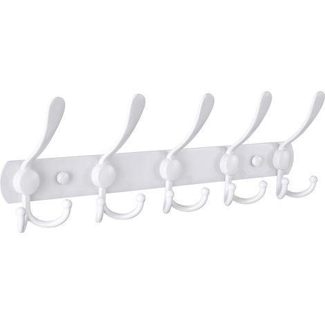 Porte Manteau Mural Patere 5 Crochets Acier Inoxydable SUS304 Patere Murale Salle de Bain Support Brossé, crochet blanc-5,41cm (1/5)