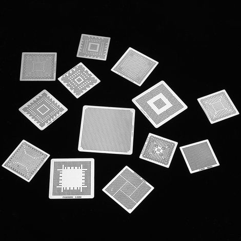 Kit de 33 pochoirs universels BGA pour le rebillage et la réparation, avec grille en acier et fixation à chaud directe. (1/5)