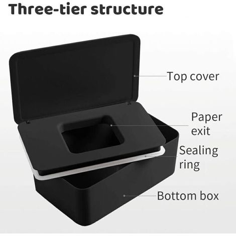 Boîte de lingettes humides bébé. boîte de papier toilette humide avec couvercle. pour papier de soie sec et humide. boîtes à serviettes. pour la maison et le bureau (noir)