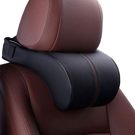 Cuscino poggiatesta per auto in pelle, coprisedile per auto super morbido in memory foam, cuscino poggiatesta per la guida con (1/5)