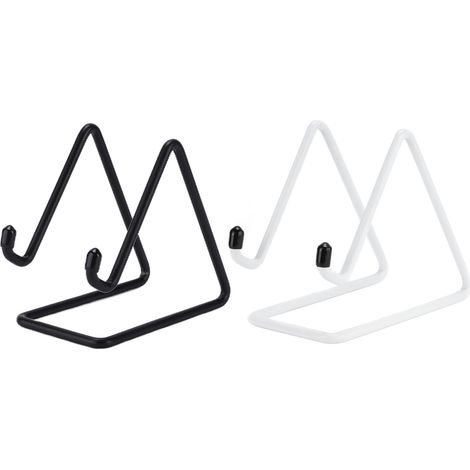 Lot de 2 supports de téléphone/tablette stables, design triangulaire, protection en caoutchouc antirouille, noir et blanc. (1/5)