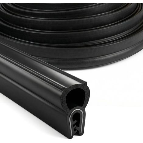 Joint de porte universel de voiture - 3 m - Profil d'étanchéité en caoutchouc EPDM - Noir - Sans colle - Protection des bords avec joint supérieur - Pour voitures, caravanes, camions, bateaux (1/5)