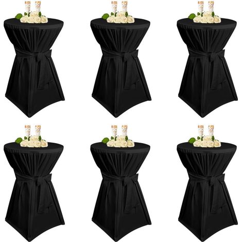 Housses de table haute 6 pièces Noir pour Ø 60-65 cm, Polyester avec poches pour pieds