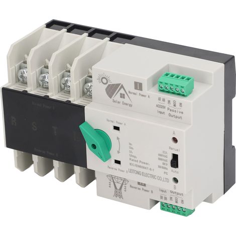 Commutateur de transfert automatique double alimentation 4P, circuit à 4 millisecondes, contrôleur rapide PV vers secteur AC220V 80A (1/5)