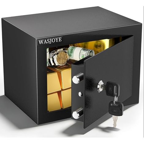 Mini Coffre Fort Domestique, 23 17 17cm Coffre Fort Serrure à clé - Petit Coffre Fort pour la maison, L'argent, documents, bijoux, passeports 6.6L (1/5)