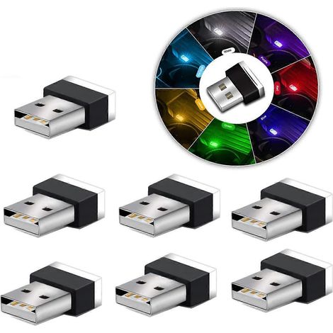 Lampe d'ambiance intérieure de voiture à LED USB, lot de 7 mini LED universelles 5V à brancher (1/5)