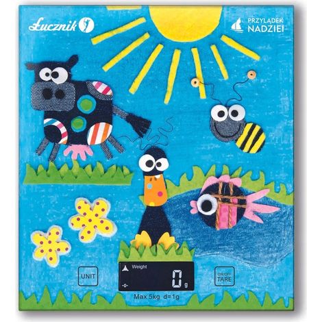 Balanza de cocina de vidrio de precisión ŁUCZNIK. AL COMPRAR, AYUDAS A NIÑOS ENFERMOS.