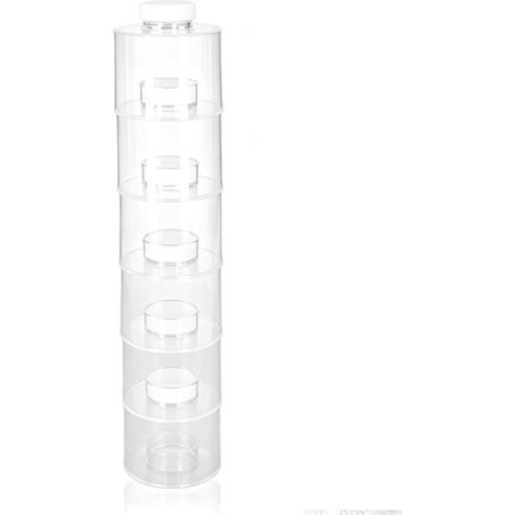 Lot De 6 Pots à épices, Pots à épices Empilables En Plastique Avec Couvercles Shaker, Contenants D'assaisonnement Transparents Pour épices, Sel, Poivre Et Poudres D'assaisonnement. (1/5)