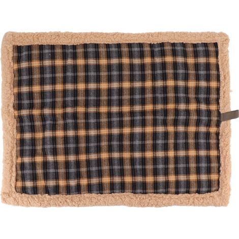 Coussin chauffant pour animaux de compagnie, lavable double face, en laine d'agneau à carreaux, pour intérieur et extérieur. (1/5)