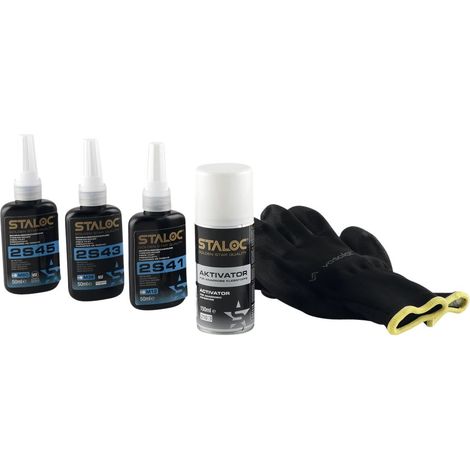 Staloc Schrauben Sicherung Set - 3x Schraubensicherung mittelfest + Aktivator bis M80, 4-teilig (1/5)