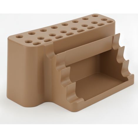 Organisateur de pinceaux, support marron avec plateau, 26 emplacements (1/3)