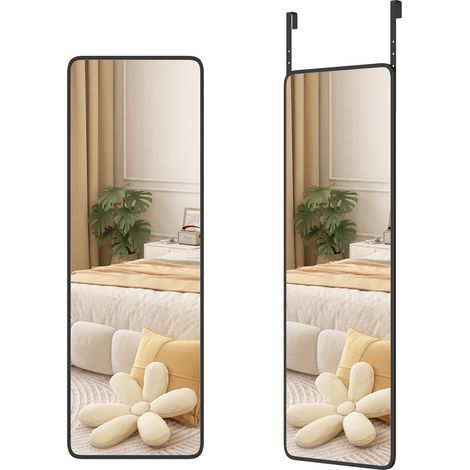 Türspiegel 115 x 35 cm – Wandspiegel – Bruchsicheres Glas – Verstellbare Aufhängehaken – Abgerundete Ecken – Für das Badezimmer, Wohnzimmer, Schlafzimmer oder Ankleidezimmer (1/5)