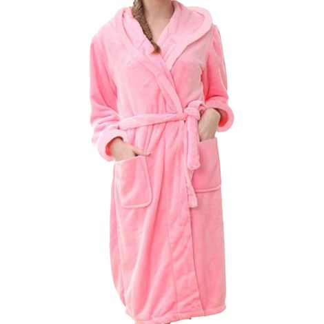 1 Bata de baño grande para hombre, de felpa de algodón, larga con capucha, para spa, baño, jacuzzi, hogar. (1/5)