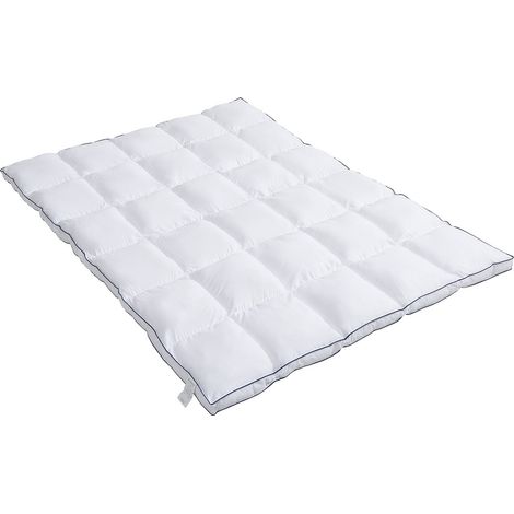 Topper antiacaro 2pz 140x200cm Satin 120 fili/cm2 imbot. 1000 g/m2 Bianco profilo Blu  - PRESTIGIA di Palacio