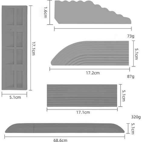 Pieces Stair Ramp Climbing Mat Kit, Suitable for Ecovacs/Narwal/Roborock Robot Vacuum Cleaner Accessories (Grey) MUMU (1/3)