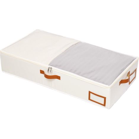 1 Sac de rangement sous lit, Fenêtre transparente, Fermeture éclair double sens, Poignées renforcées, Pour literie et vêtements (1/5)