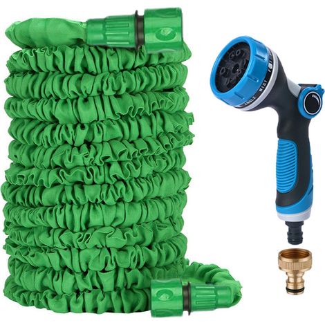Tubo da giardino estensibile da 7,5 m (25 piedi) con pistola a spruzzo multimodale - Kit completo (blu)-lsw (1/4)