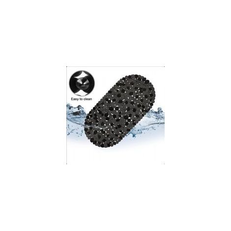 LxP: 36 x 68 cm, Noir apis de Bain pour Baignoire Aspect Pierre, Tapis de Bain antidérapant, avec ventouses, Lavable
