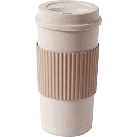 Tasse À Café Réutilisable - En Fibre De Blé - 450 Ml - Hermetique Avec Couvercle À Vis Et Bouchon Pivotant - Pour Bureau Gym Camping Voiture - 1 Pièce (1/5)