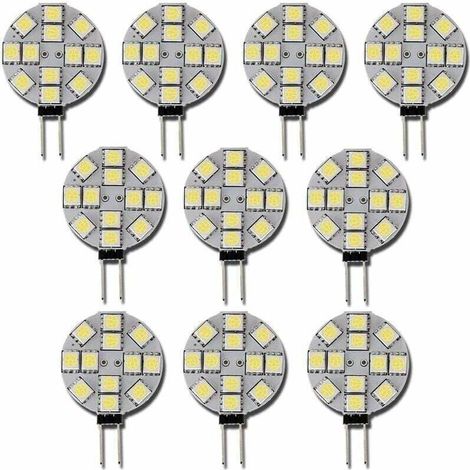 10er-Pack G4-LED-Lampen, DC 12 V, nicht dimmbar, Weiß 6000 K, Ersatz für 20-W-Halogenlampen für Küche, Wohnmobil, Wohnwagen, Boot, GROSS