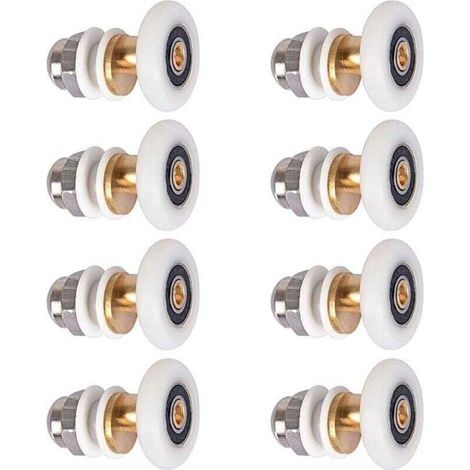 Porte de Douche - Rouleau Roulette Roue pour Porte de Douche Roulettes Coulissantes Porte Roue de Remplacement pour Rouleau 8 pièces 25mm (1/5)