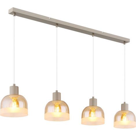 Lampada a sospensione Lampada da sala da pranzo beige Regolabile in altezza Vetro H 120 cm (1/5)