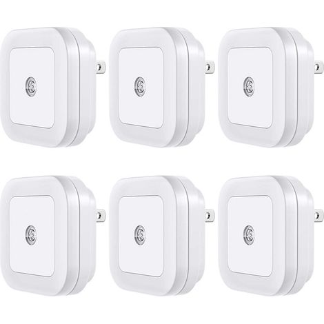 6Pcs Square Night Light LED Soft White Color Light Control Night Lamp for Bedroom Corridor US Plug 110V‑220V (1/5)