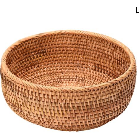 Panier de rangement en osier corbeille fruit décoratif rond pour cuisine maison salon [panier de rangement en osier] BasketArtisane modèle Rond 26x11cm naturel brun 1 pièce artisanat français (1/5)