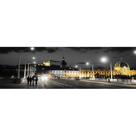 Tableau sur toile pont de Guillotière Lyon 30x97 cm - Impression sur Toile Murale Décorative - Image imprimée en HD sur Toile - Toile sur Châssis en Bois FSC - Fabriqué en France (1/4)