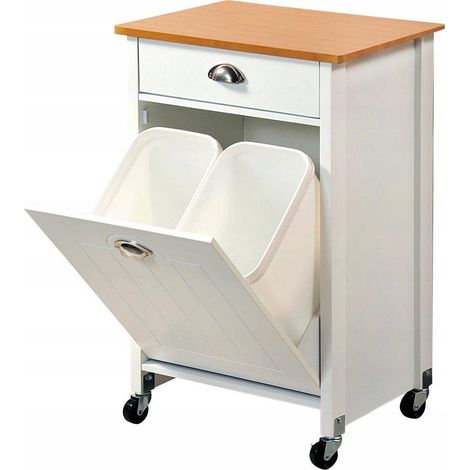 Kesper Caddie de cocina blanco con almacenamiento y cajón (1/3)