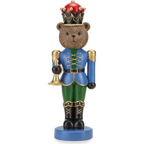 Fade Teddy Natale blu resina decorato a mano 32 cm