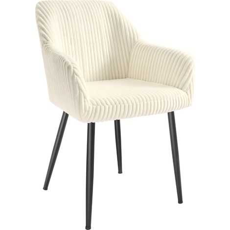 Chaise Salle à Manger, Fauteuil en Velours côtelé, avec Accoudoirs (1/5)