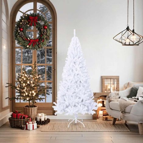 Albero di Natale Albero natalizio Albero festivo Artificiale con Rami Spessi Bianco 180 cm PVC (1/5)