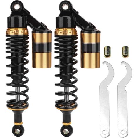 Guidon de moto en acier inoxydable amortisseur ressort suspension pièces noires dorées (1/5)