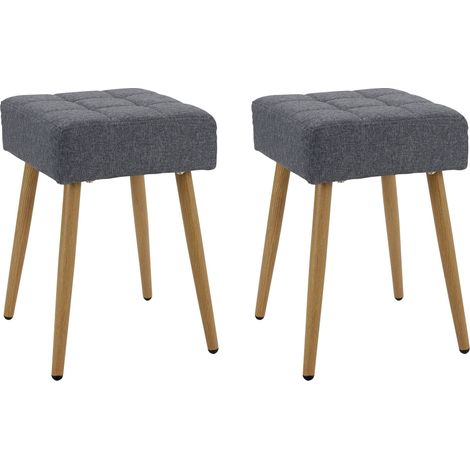 LOUISETabouret en tissu anthracite et pieds en métal chêne (1/5)