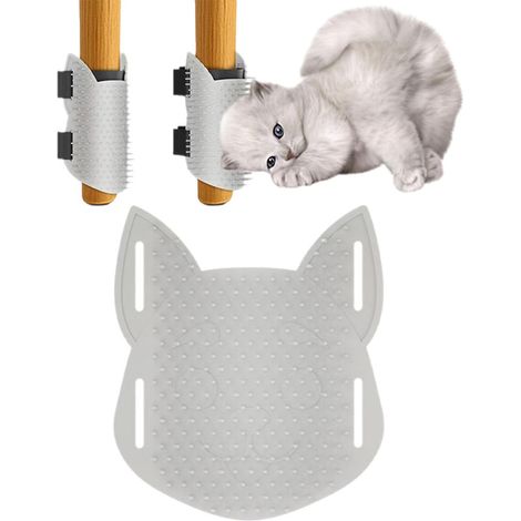 Grattoir à Chat Brosse pour Poil de Chats 2 PCS Massage d'angle Mural Accessoire Chats Interieur pour Le Massage, Le Grattage et L'épilation(Gris)