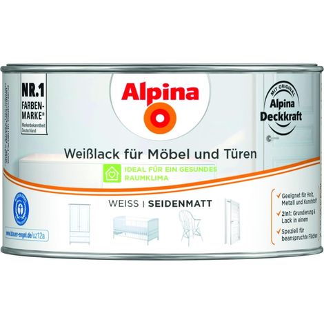 ALPINA Weißlack, für Möbel&Türen, seidenmatt, 300ml (1/4)