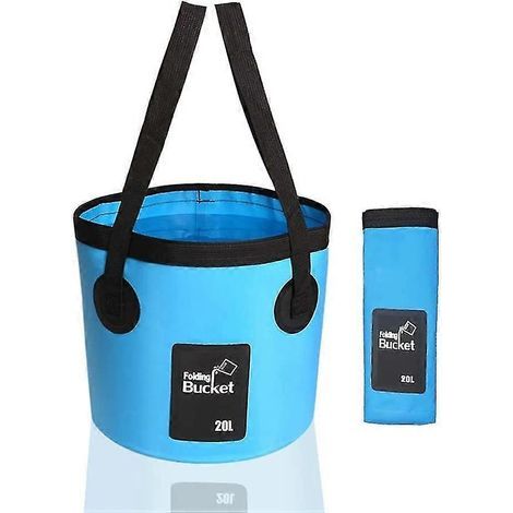 Seau pliable de 20 litres, sac à eau pliable, récipient à eau portable pour laver le linge et la vaisselle ou comme bac à eau. (1/4)