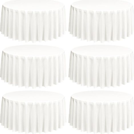 6er Pack runde Tischdecken 228 cm Elfenbein, waschbar, flecken- & knitterfrei