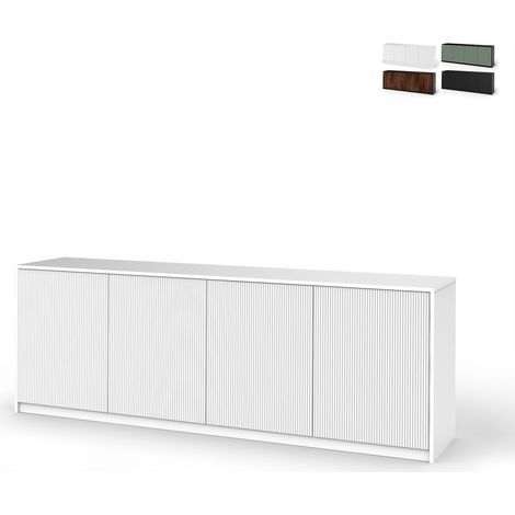 Credenza mobile buffet cucina 4 ante cannettate 238x50x83cm Budapest BF - Bianco